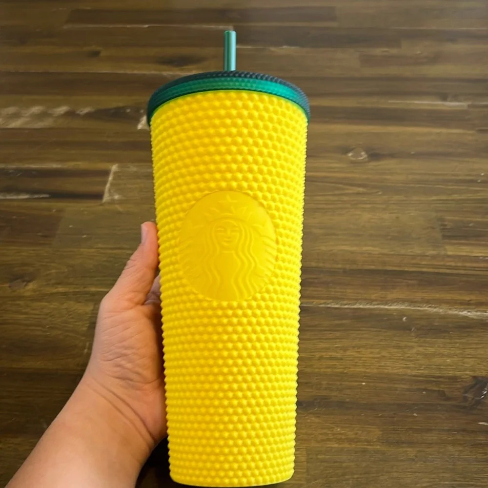 Starbucks Studded Hawaii Tumbler Green Yellow Straw Cup